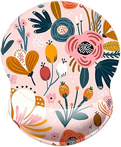 Mouse Pad with Wrist Support, Non Slip Mousepad Wrist Rest for Office, Computer, Laptop & Mac- Durable & Comfortable & Lightweight Ergonomic Support Mouse Mat (Wrist-Pink Floral)