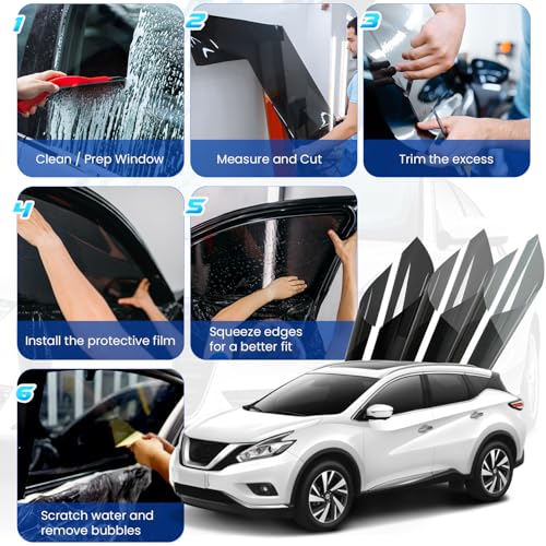Image of Car Window Tint 20% VLT - 20 inch in x 10' Ft Nano Carbon Window Tint Privacy Film for Car, Heat & UV Blocking, Glare Reduction and Scratch Resistant Automotive Tinting Roll