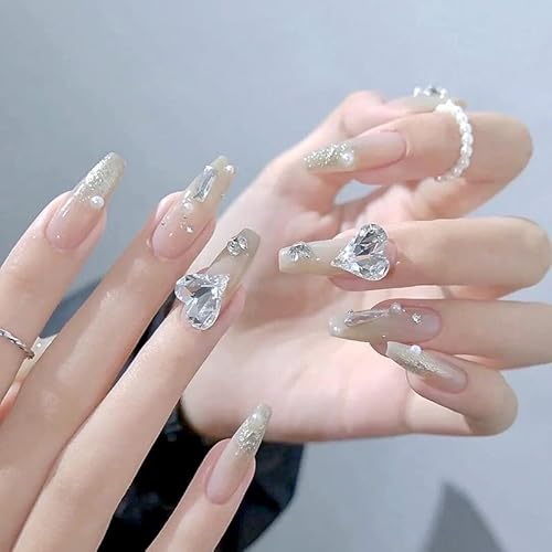 Kachimoo 3D Heart Nail Charms For Acrylic Nails,20 Pcs Crystal Heart Nail Rhinestones Nail Gems Nail Art Charms For Women Nail Art Designs Diy Accessories Craft (Clear) #TOP3