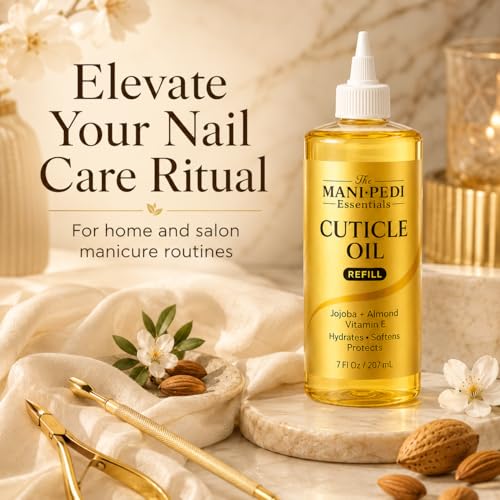 Image of TMPE Professional Cuticle Oil Refill /Bulk Pack, enriched with Jojoba Oil, Vitamin E & Sweet Almond Oil. Manicurist's Choice for Healthy, Nourished Nails & Cuticles - 200ml