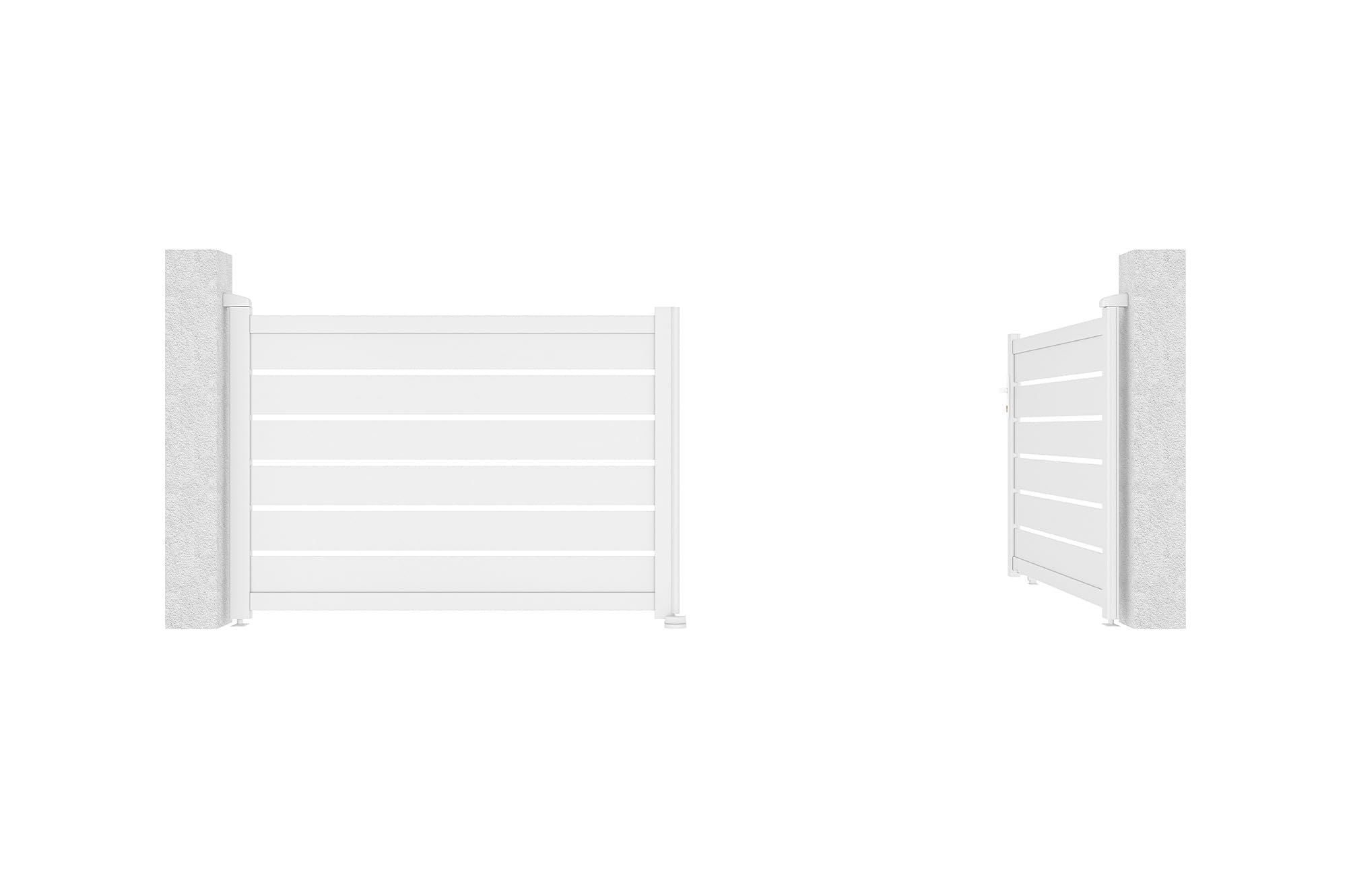 Casanoov Portail battant 3,5m VOGEL H.120cm alu blanc + 2 poteaux 15x15cm H.166cm BLANC