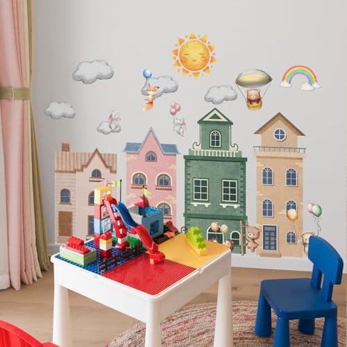 Vinilos decorativos removibles con animales y casas miniatura 6
