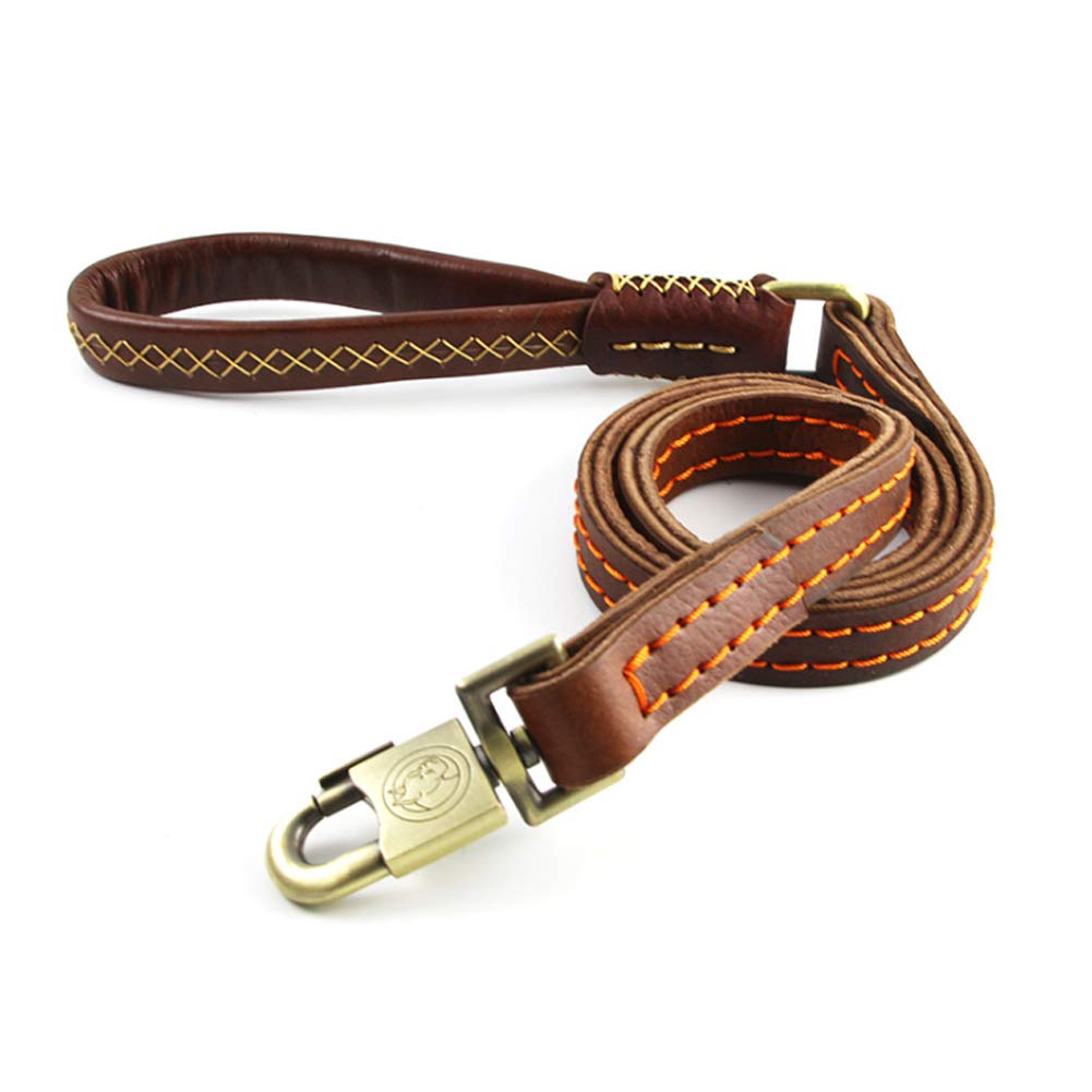 Correa de cuero para perros Cuerda de tracción para perros de doble capa ensanchada y engrosada Cadena de perro Golden Retriever Correa para mascotas Suministros para perros Marrón-brown-2.5cm*1.2m