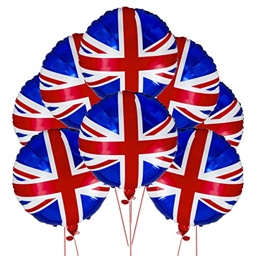 SHATCHI 10Pcs Large Union Jack Foil Balloon 18" Helium Fill Great Britain King Charles III Coronation BBQ Street Party Sports Royal Events Decorations