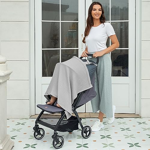 Nursing Cover for Baby Breastfeeding with Rigid Hoop, Breathable Soft 100% Muslin Cotton, Baby Breast Feeding & Pumping Apron (Grey)