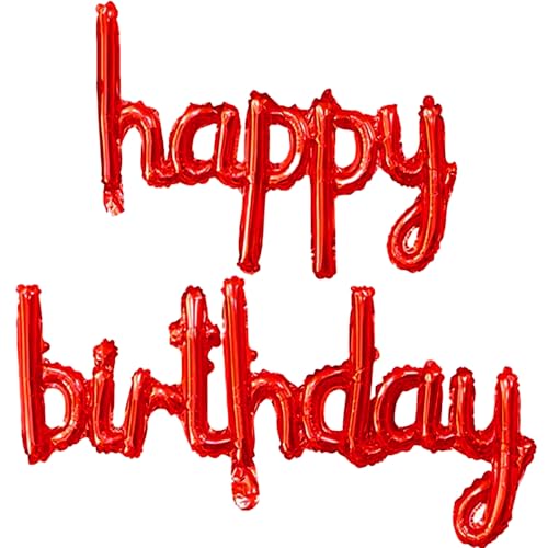 Image of Red Happy Birthday Balloons Banner 16 Inch Mylar Foil | Happy Birthday Letters Sign for Women Men Adults Birthday Party Decorations