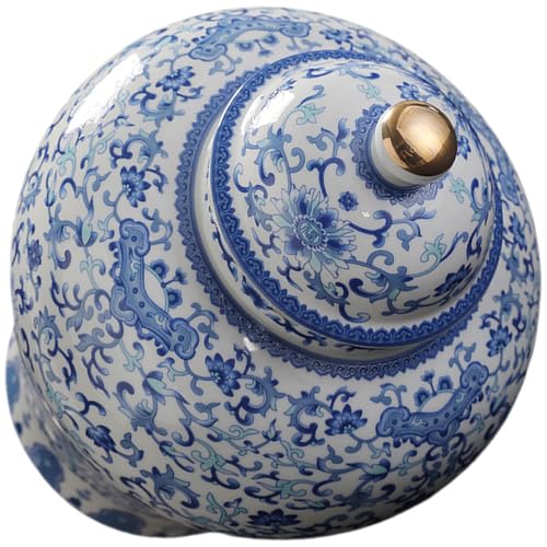 TOYANDONA Recipiente Multifuncional de Cerámica Azul de 900 Ml para Almacenar Té Suelto y Especias, Tapa Hermética para Cocina y Uso Diario