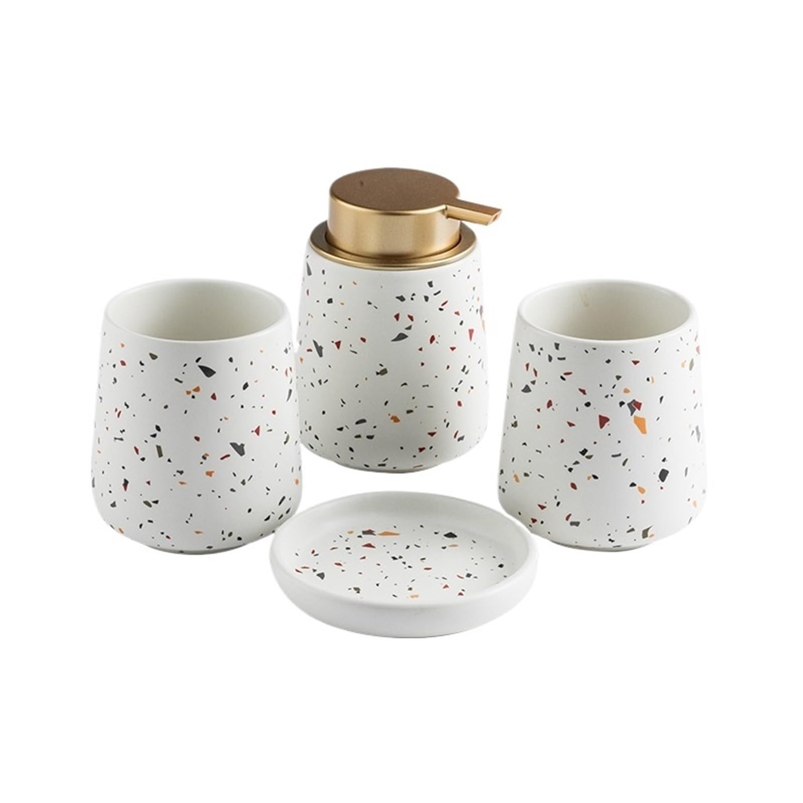Soap Dispenser 4 Piece Bathroom Ceramic Soap Dispenser With Pump Bottle,Mouthwash Cup,soap Dish