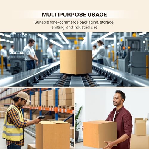 Image of BonKaso 3 Ply Brown Corrugated Packaging Packaging Box Size:8x8x8 inch, Pack of 50