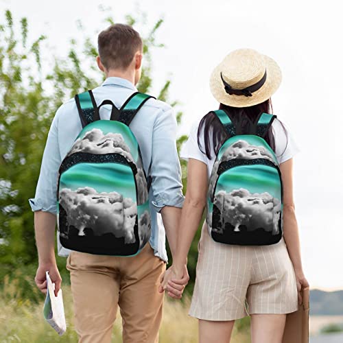 Sac à dos en toile léger ALLOCS Space And Moon décontracté et robuste Noir - 6