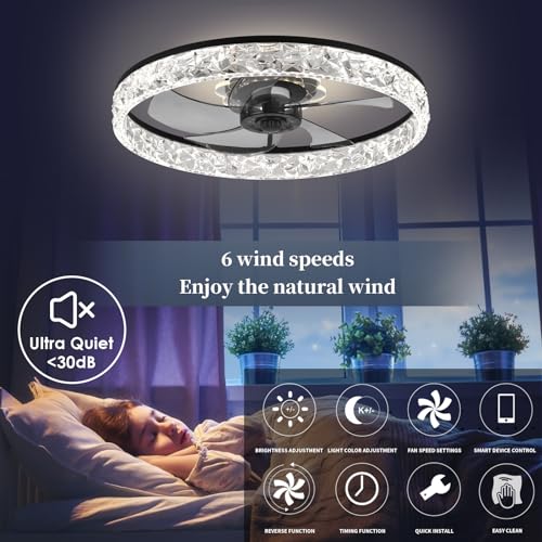 20-Ceiling-Fan-with-Light-2024-Upgraded-Low-Profile-Fan-Flush-Mount-Ceiling-Fan-6-Speeds-Dimmable-LED-App-Remote-Control-Quiet-DC-Motor-For-Bedroom-Living-Room-F111-Black-D