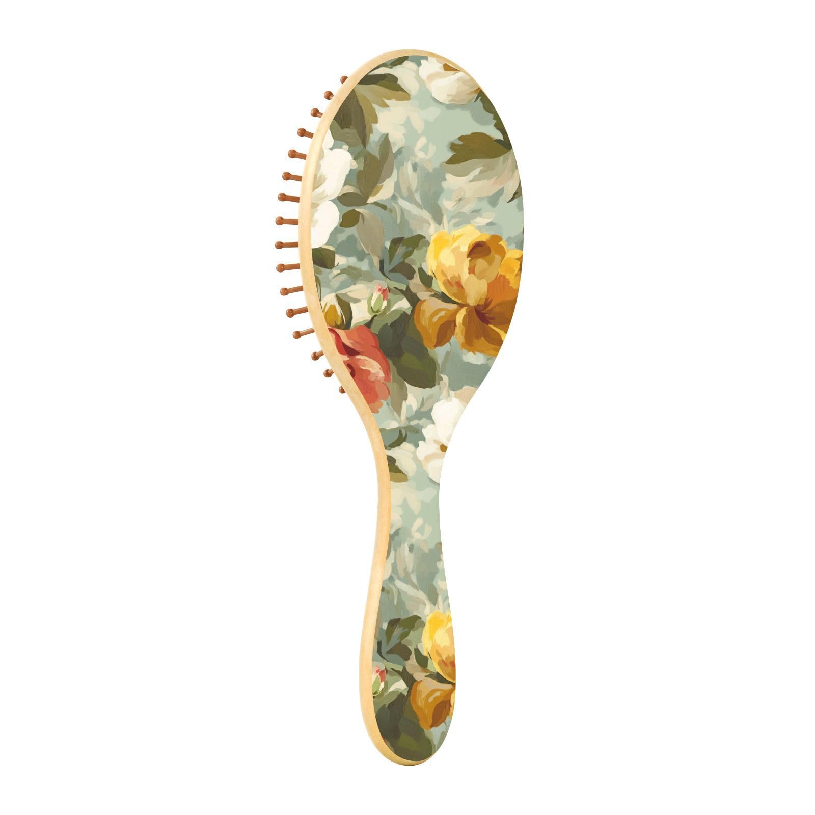 Amazon.com : Wood Hair Brushes Vintage Flower Paddle Brush For