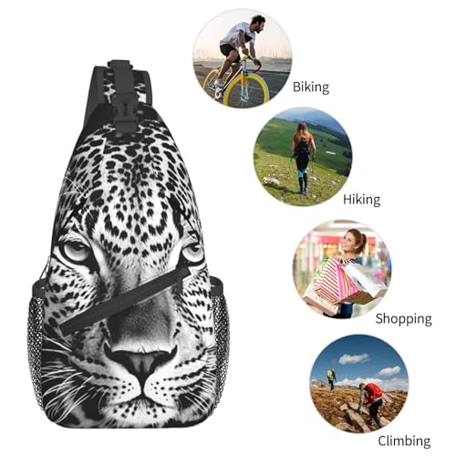 Pequeña mochila bandolera unisex color negro y blanco miniatura 6