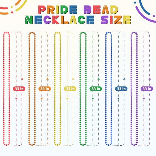 Image of EOBOH 12PCS Pride Accessories, Pride LGBTQ Beads Necklace Stuff, Metallic 6 Kinds of Rainbow Necklace Bulk, Gay Lesbian LGBT Costumes Decorations for Pride Month Parade Throws Party Favors