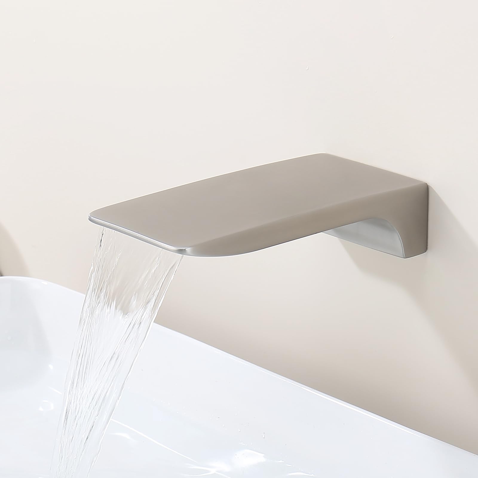 Sxithgkdw Men's Brushed Nickel Waterfall Tub Spout Bathtub Spout For Bathtub Faucet Sus304 Stainless Steel & Solid Brass Bathroom Tub Faucet Replacet High Flow Shower Spout Wall Mount, Ts4-Bn