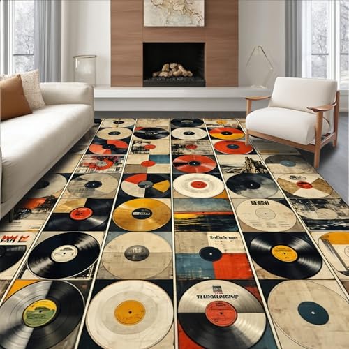 Tapete decorativo moderno de 5x7 pies, color negro