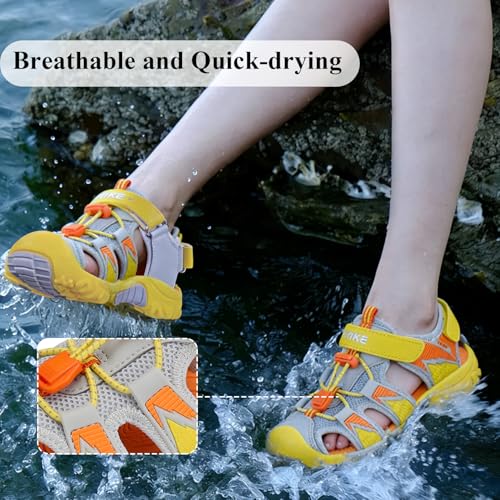 Image of JMFCHI Boys Girls Kids Closed Toe Sports Sandals Summer Water Shoes | Little /Big Kid,Comfortable lightweight,Non-slip soft sole,Hook-and-loop closure,Easy wear,Anti-collision toe,Daily casual