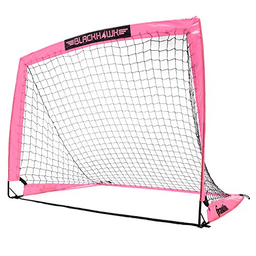 Franklin Sports Blackhawk Soccer Goal - Pop Up Backyard Soccer Nets - Foldable Indoor + Outdoor Soccer Goals - Portable Adult + Kids Soccer Goal - 4' x 3' Mini Soccer Net - Pink by Franklin Sports - Used condition - US$22.30