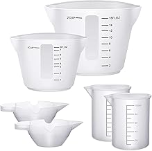 Silicone Measuring Cups, 6PCS Non-Stick Mixing Cups, Silicone Mixing Cups, Nonstickc Mixing Epoxy Resin Cups, Resin Mixing and Pouring Cups, Craft Measuring Cups with Precise Scale for DIY Craft