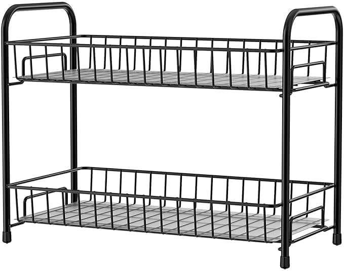2-Tier Kitchen Counter Organizer, Shelf, Kitchen Storage Rack, Spices Rack for Kitchen, Multipurpose Shelf Basket Container Organizer Rack Pantry Storage Basket
