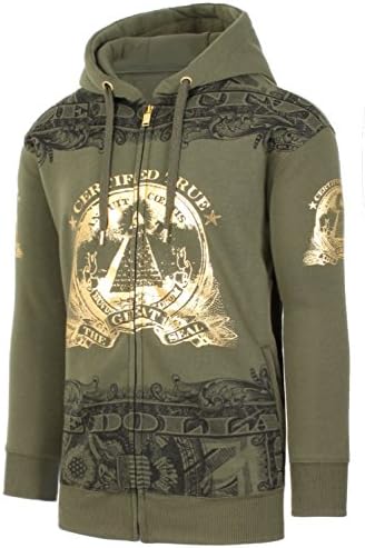 JC DISTRO Mens Hipster Hip Hop Graphics Printed Zip-Up Raglan Fleece Hoodie