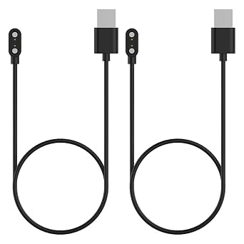 Smartwatch Charger Smart Watch KT71 KT75 KT76 KT79 Magnetic USB Charging Cable 20 Inch Long 2 Pack Black
