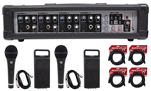 Rockville RPM45 2400w Powered 4-Channel Mixer Pro Mixing Amplifier, FX, Phantom