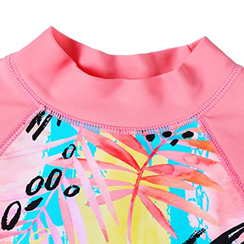 Image of Girls Two Piece Swimsuit Long Sleeve Floral Bathing Suit UPF 50+ Summer Beach Swimwear