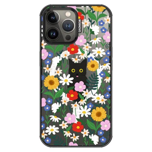 MOSNOVO for iPhone 13 Pro Max Case for MagSafe, Black Cat in Garden, Black