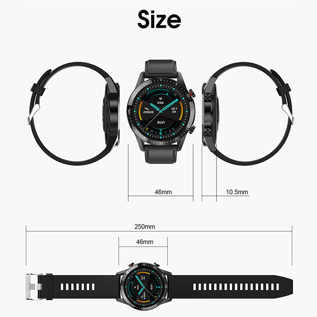 Inteligentny zegarek, zegarki z systemem Android i iOS 1,3 cala, ekran dotykowy, fitness, sport, IP68, wodoodporny, pulsometr, monitorowanie snu, stoper, krokomierz, monitor aktywności, dla