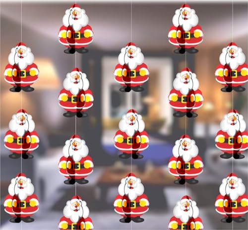 Image of Santa Claus 3D Paper Frills for Merry Christmas Decoration Pack of 4 Pcs | Premium Hanging Garland for Xmas Party | Festive Paper Decoration for Home Office Shop Decor Items