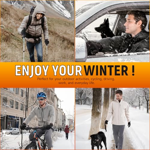 image for Benirap Winter Gloves Touchscreen Windproof Thermal Gloves Men Women C