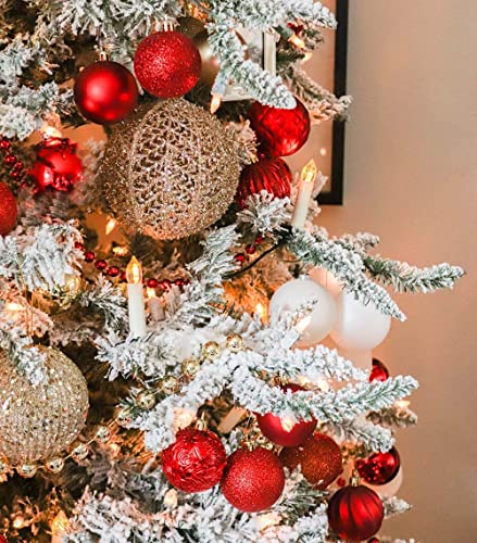 24 Pcs Christmas Balls Ornaments Red 1.57" Shatterproof Christmas Tree Balls Xmas Decorations For Christmas Wreath Holiday Wedding Party Decoration, Tree Ornaments Hooks Included #TOP4