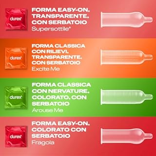 Durex Mix Sorpresa, Preservativi Sottili e Preservativi con Rilevi e Nervature, 30 Profilattici