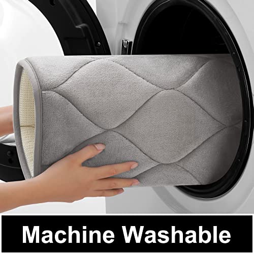 Colorxy Memory Foam Bathroom Rugs - Water Absorbent, Super Soft Non-Slip Bath Mat, Washable Ogee Design Bathroom Mat Set Of 3, Small/Large/Contour, Grey #TOP4