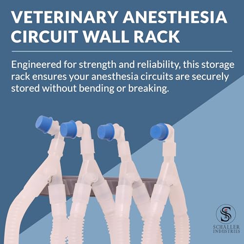 Image of S I Veterinary Y Circuit Wall Rack - Holds 4 Adult or Pediatric Anesthesia Breathing Circuits, Vertical Storage & Drying, Damage-Free 3M Command Strip Install, For Veterinary Use Only (Silver)