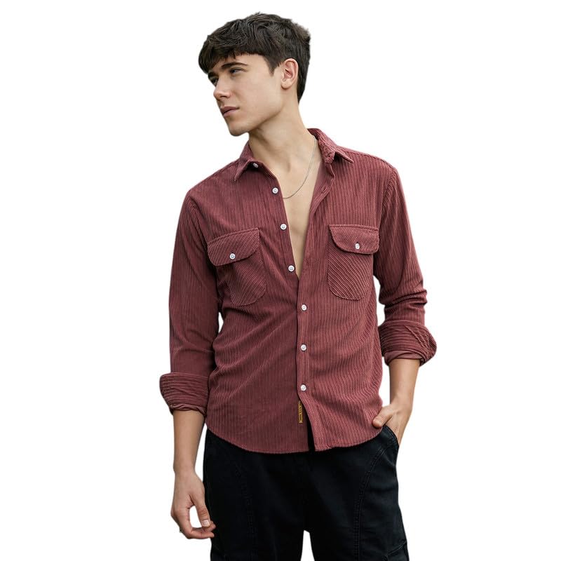 Image of CAHOOT Men's Shirt for Casual Wear | Spread Collar | Long Cuffed Sleeves | Button Closure | Shirt Crafted with Comfort Fit for Everyday Wear
