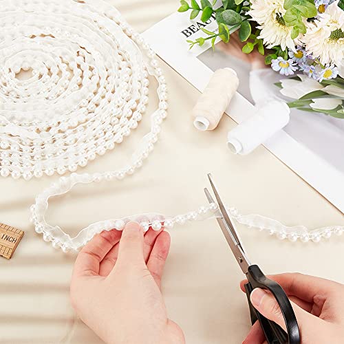 Olycraft OCOR-OC0001-25-US13 10 Yards 14Mm Beaded Pearl Trimming Lace Ribbon White Pearl Lace Trim Pearl Beaded Trim Applique Pearl Fringe thumb #2