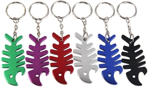 Abrebotellas de cerveza, 10 piezas, hueso de pescado, aleación de aluminio, abrebotellas, llavero, anillo, accesorios de cocina (colores aleatorios)
