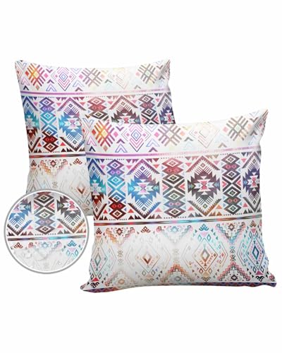 Aztec Outdoor Pillow Cover 24x24 Inch Cushion Sham Case,Waterproof Decorative Square Throw Pillowcase for Outside Garden Patio Porch Couch Chair Southwest Geometric Colorful Mexican Stripe Bohemian