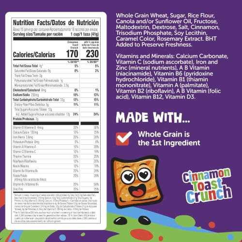 Image of Cinnamon Toast Crunch Breakfast Cereal, Crispy Cinnamon Cereal, Mega Size, 27 oz