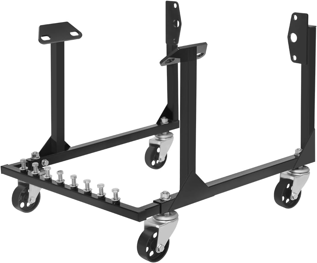 JY PERFORMANCE Rolling Engine Cradle Stand with Wheels Compatible with Chevy Small Block and Big Block, Heavy Duty Steel Engine Cradle, 750 LBS Capacity