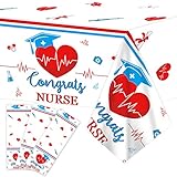 3pcs Nurse Graduation Decorations Table Covers Disposable Tablecloth for Rectangle Tables, Nurse App