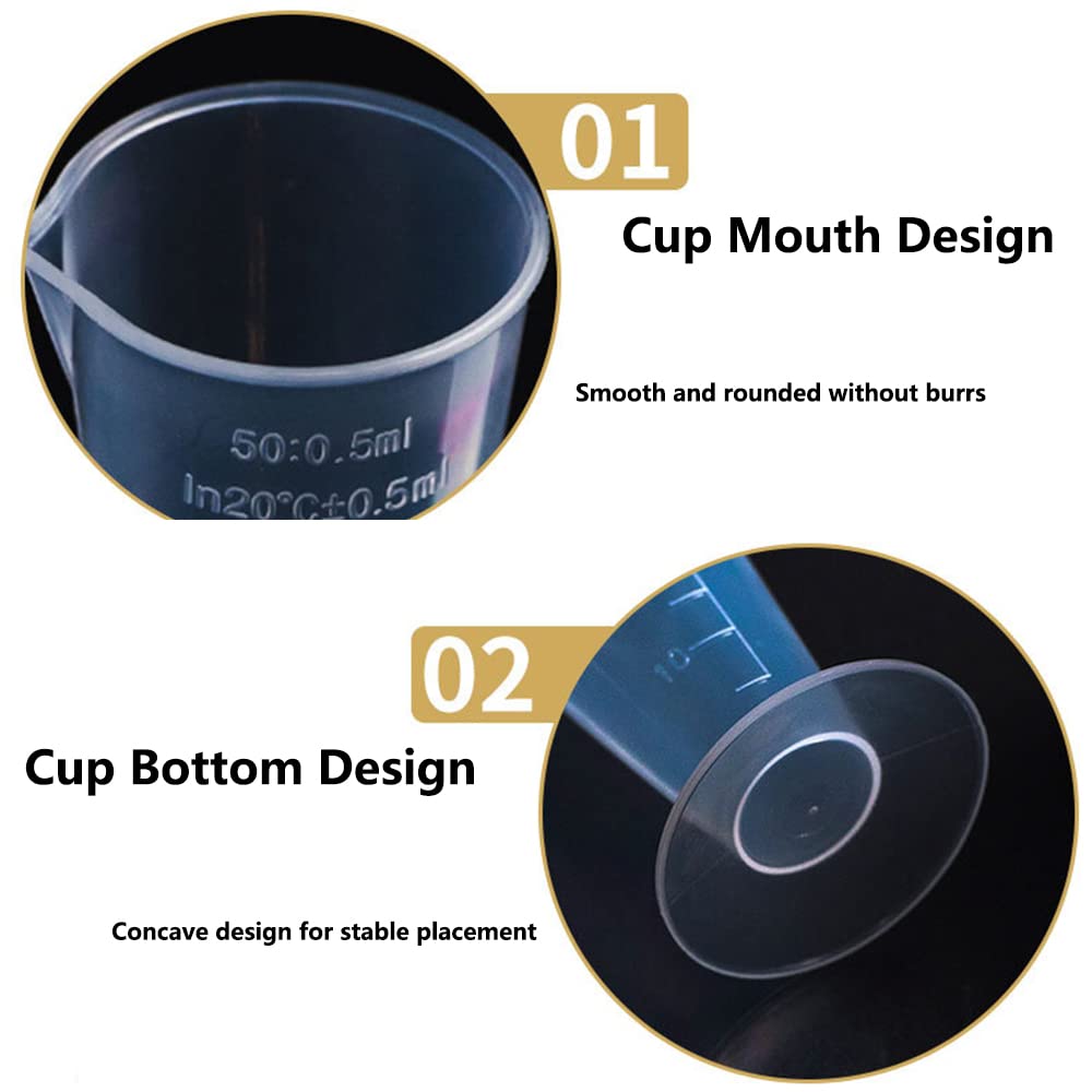5PCS 50ml Tasse À Mesurer, Gobelet À Mesurer Transparent En Plastique PP Gradué Avec Marque De Mesure Pour Laboratoire, Fabrication De Liquides De Cuisine
