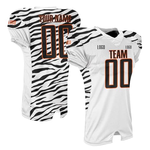 Custom Zebra-Striped Football Jersey with Name Number Logo Practice Outfit