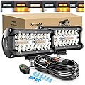 Nilight 2PCS 6.5 Inch 120W LED Light Bar Amber White Strobe 6 Modes Memory Function Off-Road Truck Car ATV SUV Cabin Boat with 16AWG Wiring Harness Kit-2 Lead