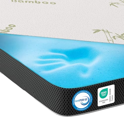 MKS.® Gel Topper 180x200 cm, H3 Matratzentopper mit 7 cm Gel-Memory-Schaum, KomfortKissen Matratzenauflage mit 3D-Luftstrom, Viskoelastische Matratzenauflagen mit abnehmbarem Bambusbezug