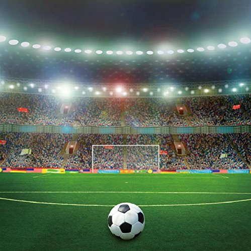 Baocicco 4x4ft Football Stadium Backdrop Vinyl Photography Background Green Grass Stadium Spotlight Stage Lights Grass Field Football Match Children Kids Adult Portrait Photo Video Photo Studio