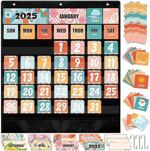 Editable Classroom Calendar Cards For Pocket Chart, Colorful Rainbow Watercolor Classroom Decor Theme, Bright Pocket Calendar Display - View #11