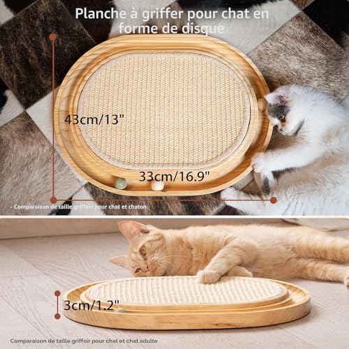 Griffoir en sisal naturel CheerPals en bois de pin pour chat